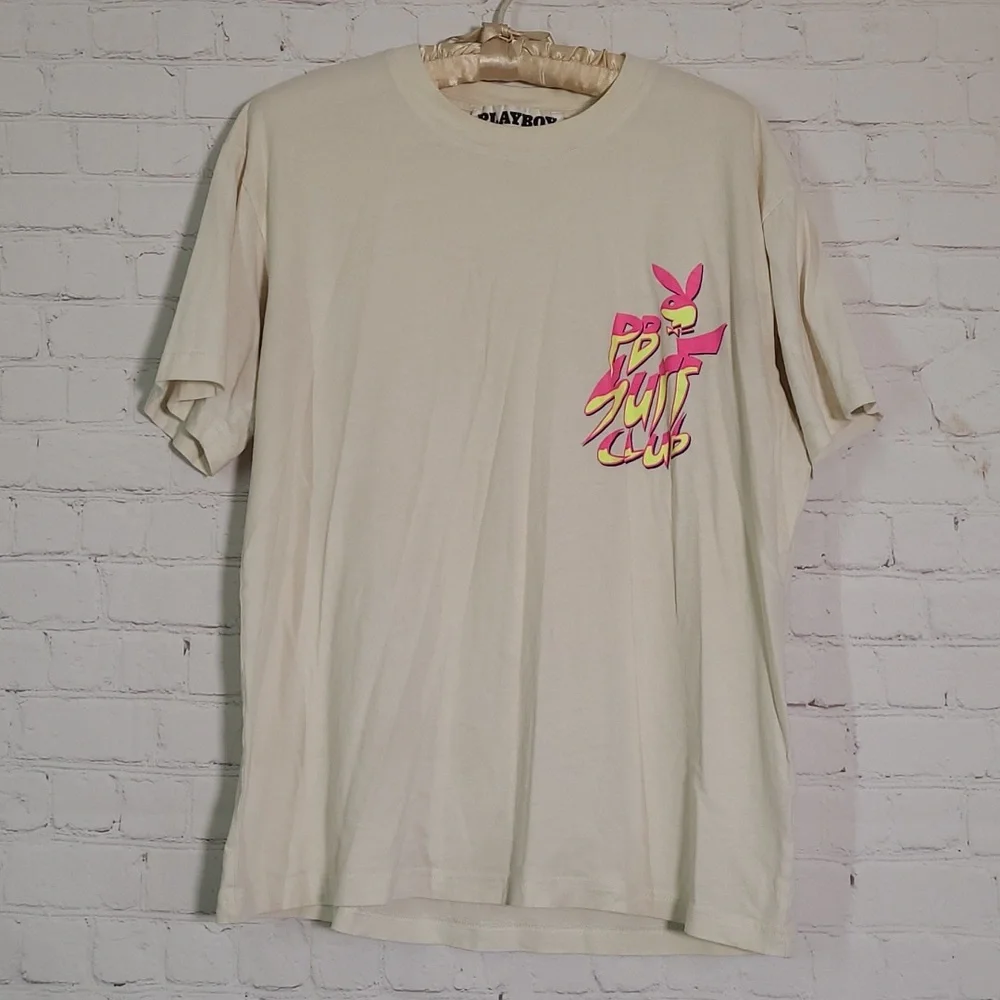 Playboy By Pacsun PB Surf Club Neon 80s Style Front Back Tee Tshirt Mens Size M - Picture 6 of 10